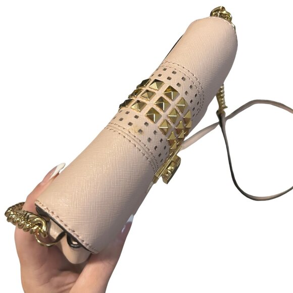 Michael Kors Light Pink Blush Gold Studded Crossbody Purse - Picture 7 of 15